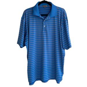 Peter Millar Dunnes Summer Comfort blue coral striped performance golf polo XXL